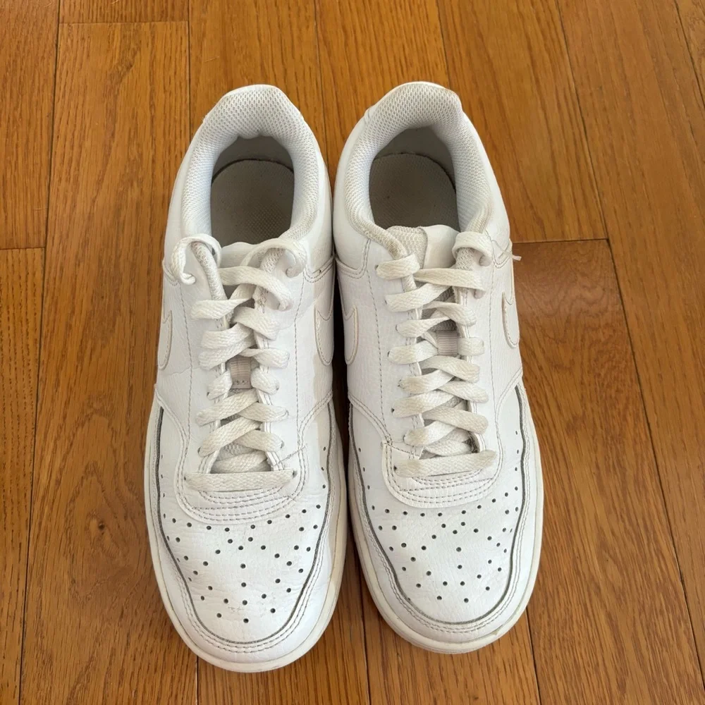 Nike Women's Court Vision Low White on White Athletic Sneakers